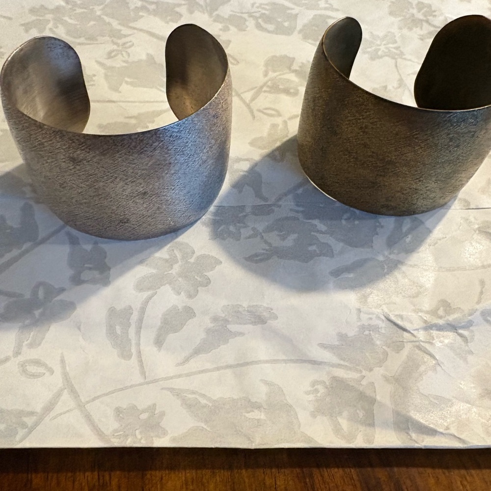 Silver and Bronze Cuff Bracelets